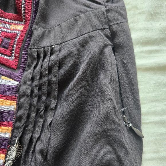 Free People Tulum Embroidered Mini Boho Dress Tunic Size XS Black 3/4 Sleeve - Picture 8 of 10